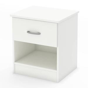 lot 29697 image: South Shore Libra 1-Drawer Nightstand, Pure White with Metal Handle