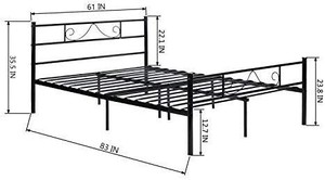 lot 29718 image: GreenForest Bed Frame Queen Size Metal with Headboard Footboard Steel Platform Bed Strong Mattress Foundation No Box Spring Needed, Black