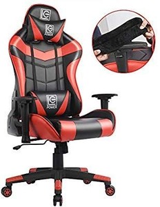 lot 29723 image: ZENEZ Gaming Chair Office Chair Aluminum Alloy Five-Star Base Racing Style Ergonomic Computer Chair with Backrest and Seat Height Adjustable Swivel Rocker with Headrest and Lumbar Pillow XL (Red)
