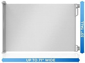 lot 29745 image: Baby Retractable Mesh Gates, Extra Wide Safety GatePet Dog Gate Replacement for StairsDoorStairway - Flexible Extension Waterproof Rustproof Aluminum White Protect Toddlers (Silver White)