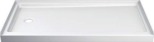 lot 29759 image: Delta Faucet ProCrylic 60 x 32 Right-Drain Shower Base, High-Gloss White B78615-6032R-WH