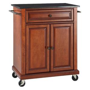 lot 29785 image: Crosley Furniture Cuisine Kitchen Island with Solid Black Granite Top - Classic Cherry