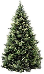 lot 29791 image: National Tree 7.5 Foot Feel Real Frosted Artic Spruce Tree with Cones and 750 Clear Lights, Hinged (PEFA1-307-75)