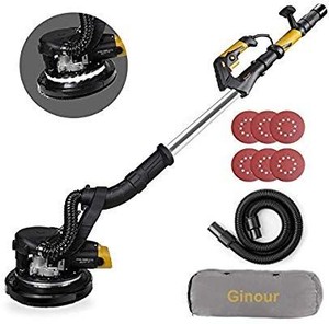 lot 29806 image: Ginour 6A Electric Drywall Sander With Vacuum Attachment, Variable Speed & LED Light, Extendable Handle, Long Dust Hose, Storage Bag, 6 Sanding Discs