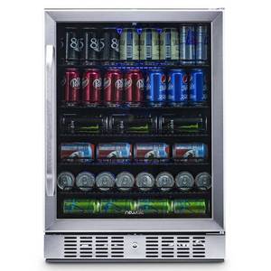 lot 29834 image: NewAir Built-In Beverage Cooler and Refrigerator, Stainless Steel Mini Fridge with Glass Door, 177 Can Capacity, ABR-1770