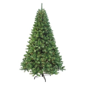 lot 29839 image: Puleo International 7.5 Foot Pre-Lit Aspen Fir Artificial Christmas Tree with 700 UL Listed Clear Lights Green