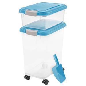 lot 29852 image: IRIS USA, Inc. 3- Piece Airtight Pet Food Storage Container Combo, Blue Moon