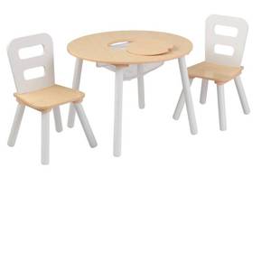lot 29863 image: Round Table and Chair WhiteNatural (Set of 2) - KidKraft, Adult Unisex