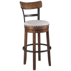lot 29864 image: Valebeck Tall Upholstered Swivel Barstool Brown - Signature Design by Ashley, Adult Unisex