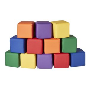 lot 29907 image: ECR4Kids SoftZone Patchwork Toddler Block Playset, Gentle Foam Blocks for Safe Active Play and Building, Built to Last, Certified and Safe, 12-Piece Set, Primary