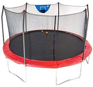 lot 29916 image: Skywalker Trampolines 15-Foot Jump N�� Dunk Trampoline with Enclosure Net - Basketball Trampoline