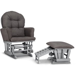 lot 28308 image: Graco Parker Semi-Upholstered Glider and Ottoman Pebble Gray with Gray Cushions