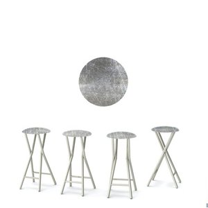 lot 28316 image: Best of Times 13169W2407 Grey SCRUBBED Metal 30 Padded Bar Stools-Set of (4), Black
