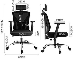 lot 28324 image: Hbada Ergonomic Office Chair with Lumbar Support, Adjustable Armrest, Headrest and Breathable Skin-Friendly Mesh, Black
