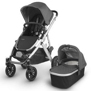 lot 28326 image: 2018 UPPAbaby Vista Stroller -Jordan (Charcoal MelangeSilverBlack Leather)