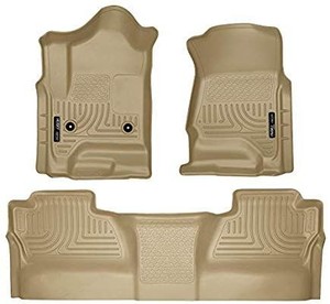 lot 28336 image: Husky Liners Fits 2014-18 Chevrolet SilveradoGMC Sierra 1500 Crew Cab, 2015-18 Chevrolet SilveradoGMC Sierra 25003500 Crew Cab Weatherbeater Front & 2nd Seat Floor Mats (Footwell Coverage)