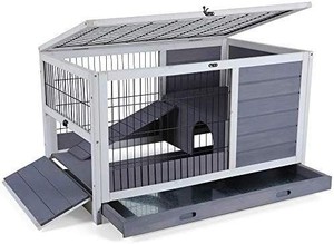 lot 28392 image: Petsfit Indoor Rabbit Hutch with Hideout for Rest and Ramp for Enter and Out, 35.5 x 21 x 21