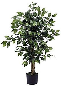 lot 28417 image: Nearly Natural 3 Ficus Silk Artificial Trees, 36in, Green