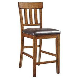 lot 28430 image: Signature Design by Ashley - Ralene Upholstered Barstool - Rake Back - Set of 2 - Medium Brown