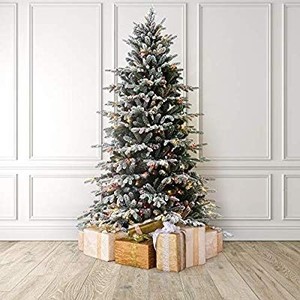 lot 28439 image: MARTHA STEWART Pine-9 MU Flocked Natural, 9 Feet, Multicolored Lights
