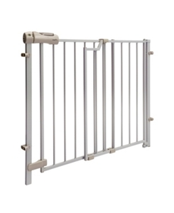 lot 28446 image: Evenflo Secure Step Top of Stairs Gate, Metal, Brown