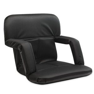 lot 28498 image: KHOMO GEAR Stadium Bleacher and Bench Seat Chair with Removable Pockets Padded Reclining Cushion and Armrest and Carry Straps - Black