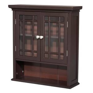 lot 30007 image: Neal Wall Cabinet with 2 Doors Dark Espresso - Elegant Home Fashions, Brown