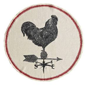 lot 30080 image: Rooster Weathervane Round Throw Rug - 38 Inches - Farmhouse Decor
