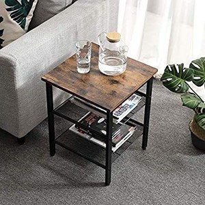 lot 30109 image: VASAGLE Industrial Nightstand with Adjustable Mesh Shelves, for Living Room, Bedroom, Stable Metal Frame and Easy Assembly ULET24X