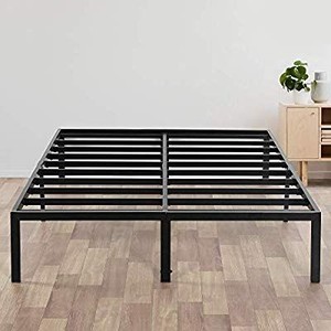 lot 30126 image: Olee Sleep 14 Inch Heavy Duty Steel Slat Anti-slip Support Easy Assembly Mattress Foundation Bed Frame Maximum Storage Noise Free No Box Spring Needed, Black