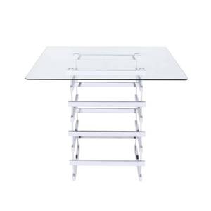 lot 30132 image: ACME Furniture Dining Table, One Size, Chrome & Clear Glass