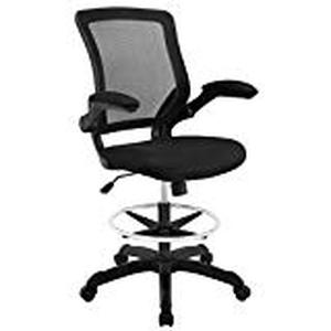 lot 30135 image: Modway MO-EEI-1423-BLK Veer-Reception Desk Flip-Up Arm Drafting Chair, Black