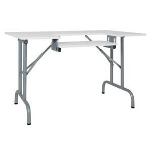 lot 30142 image: Sew Ready Folding MultipurposeSewing Table Craft Table Sturdy Computer Desk, SilverWhite