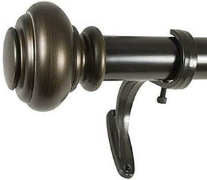 lot 30161 image: Beme International Decopolitan 1-Inch Urn Telescoping Drapery Rod Set, 36 to 72-Inch, Brown