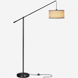 lot 30166 image: Brightech Hudson 2 - Contemporary Arc Floor Lamp Stands Up Over The Couch from Behind - Hanging Pendant Light, Alexa Compatible - Mid Century Modern Living Room Lamp - W. LED Bulb - Oil Rubbed Bronze