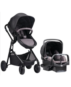 lot 30178 image: Evenflo Pivot Modular Travel System, Lightweight Stroller, Sleek & Versatile, Easy Infant Car Seat Transfer, Oversized Storage Basket, Travel Stroller, 3-Panel Canopy, Casual Gray