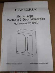 lot 30184 image: Langria XL Portable 2 Door Wardrobe