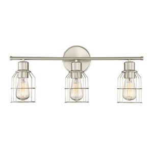 lot 30197 image: Meridian M80004BN 3 Light industrial Bath Bar - Brushed Nickel