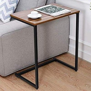 lot 30218 image: Homemaxs C Table Sofa Side Table, End Snack Table with Wood Finish and Metal Frame, Couch Tables That Slide Under for Living Room and Small Spaces-Easy Assembly
