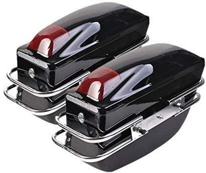 lot 30222 image: 2 Pcs Motorcycle Cruiser Hard Trunk Saddlebags Luggage wLights Mounted Chrome Rail Bracket Black