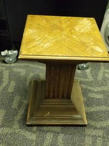 lot 6019 image: Wood Pedistal Table  Plant Stand