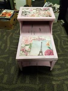lot 6030 image: Pink Paris Decorated End Table