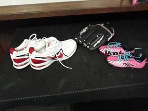 lot 6260 image: Tennis Shoes and Baseball Glove