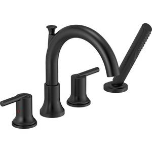 lot 2255 image: Delta Trinsic Deck Mounted Roman Tub Filler - Includes Hand Shower