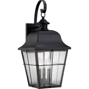 lot 2294 image: Quoizel Millhouse 3 Light 22 Tall Outdoor Wall Sconce MISSING Glass Panels
