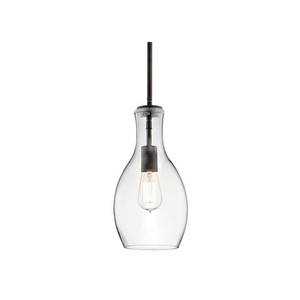 lot 2280 image: Kichler Everly Single Light 7 Wide Mini Pendant with Clear Teardrop Glass Shade