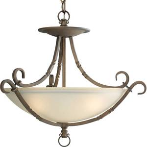 lot 2278 image: Progress Lighting Santiago 3 Light 20 inch Roasted Java Semi-Flush Mount Ceiling Light
