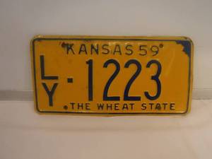 lot 11798 image: Antique 1959 Kansas license plate