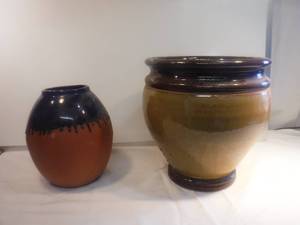 lot 11820 image: pair of glazed ceramic planters or vases