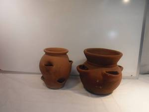 lot 11858 image: Terra cotta strawberry panters